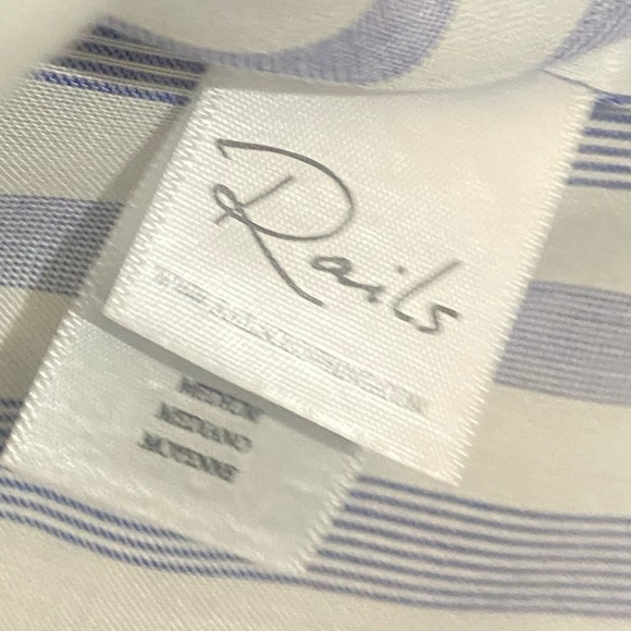 Rails blue & white stripe button down shirt lightweight size medium - Picture 10 of 11